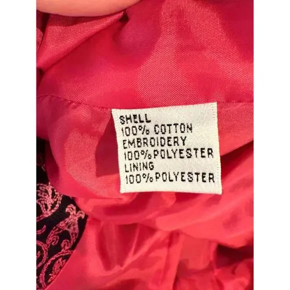 Talbots Blazer Jacket Size 2P Petite Pink Black Patterned 100% Cotton Lined - Picture 8 of 8